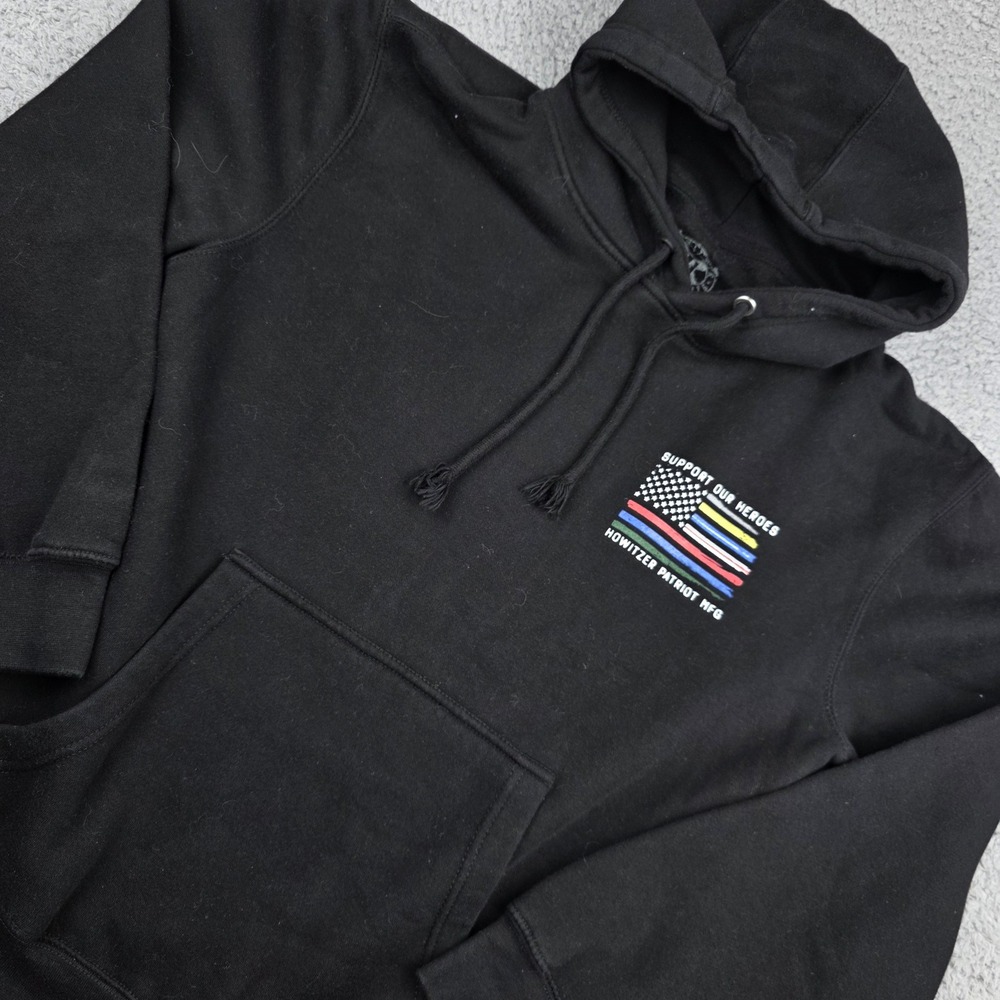 Howitzer Hoodie Mens Medium Black Support Our Heroes First Responder Graphic